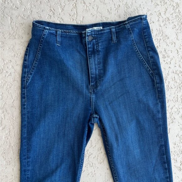 We The Free Jeans Size 30 Flare Flared Hippie High Rise Blue Denim Split Hem - Picture 3 of 7